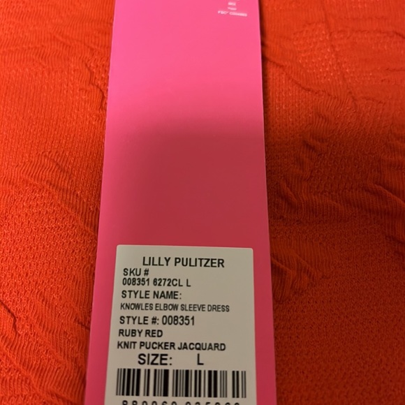 Lilly Pulitzer Knowles Dress in Ruby Red Knit Pucker Jacquard size Large NWT - Picture 8 of 10